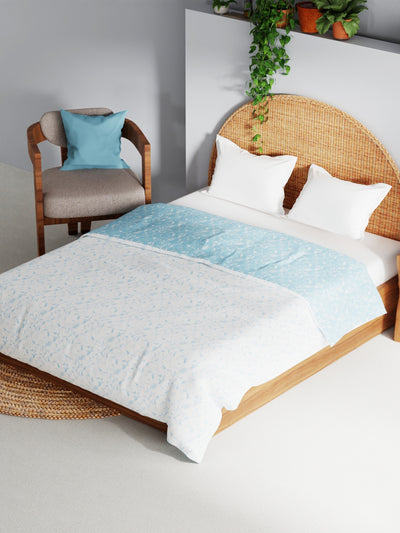 Extremely Soft 100% Muslin Cotton Dohar With Pure Cotton Flannel Filling <small> (floral-blue/white)</small>