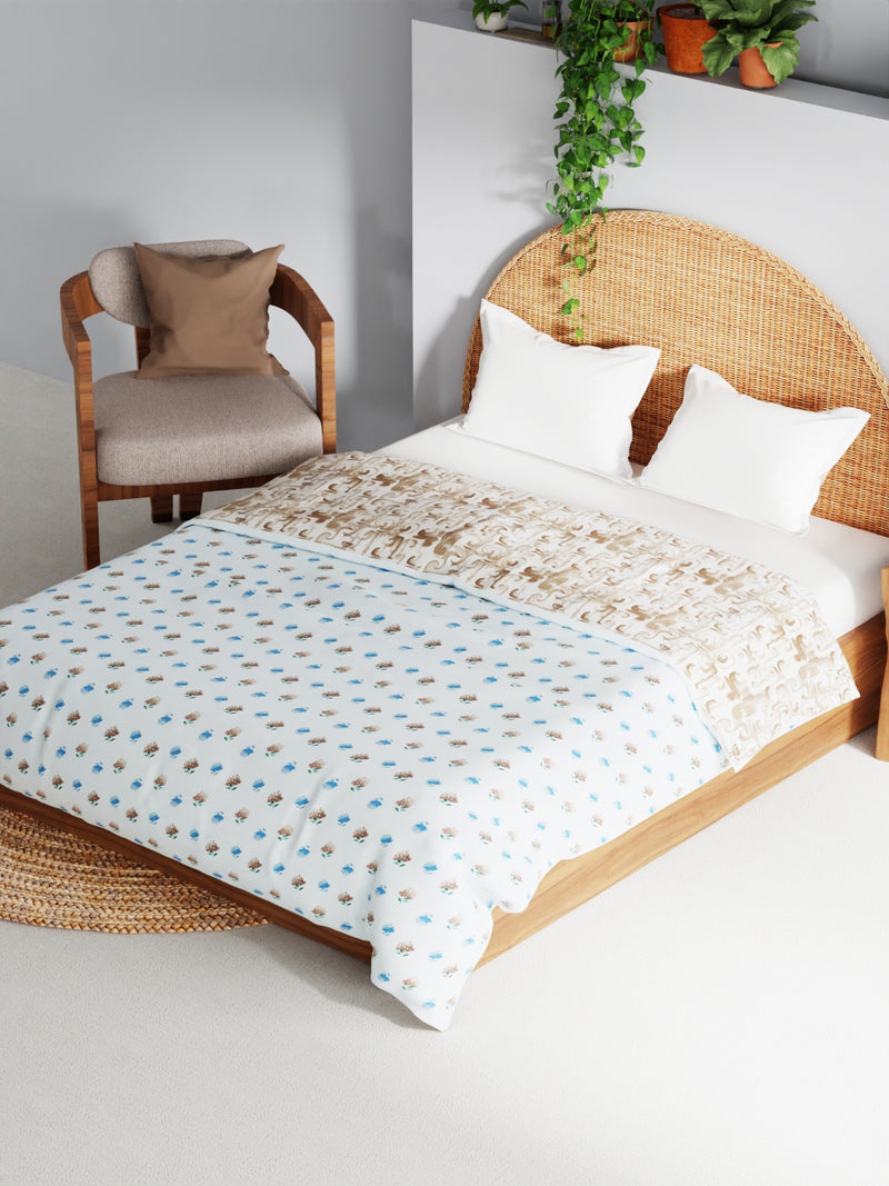 Extremely Soft 100% Muslin Cotton Dohar With Pure Cotton Flannel Filling <small> (geometric-khaki/white)</small>