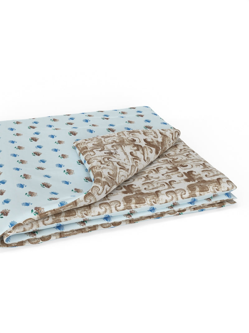 Extremely Soft 100% Muslin Cotton Dohar With Pure Cotton Flannel Filling <small> (geometric-khaki/white)</small>