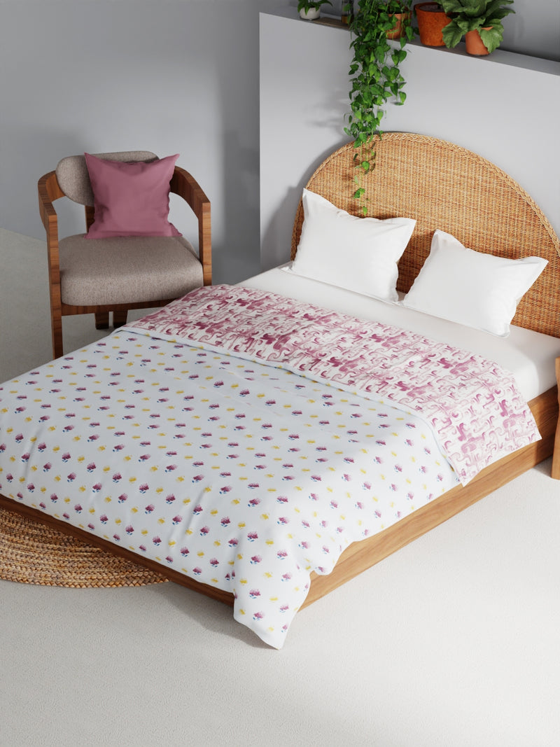 Extremely Soft 100% Muslin Cotton Dohar With Pure Cotton Flannel Filling <small> (geometric-wine/white)</small>
