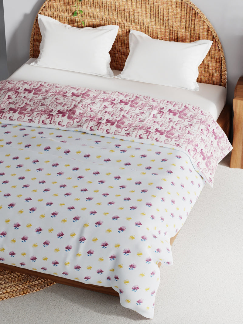 Extremely Soft 100% Muslin Cotton Dohar With Pure Cotton Flannel Filling <small> (geometric-wine/white)</small>