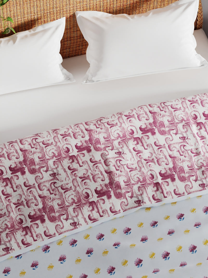 Extremely Soft 100% Muslin Cotton Dohar With Pure Cotton Flannel Filling <small> (geometric-wine/white)</small>