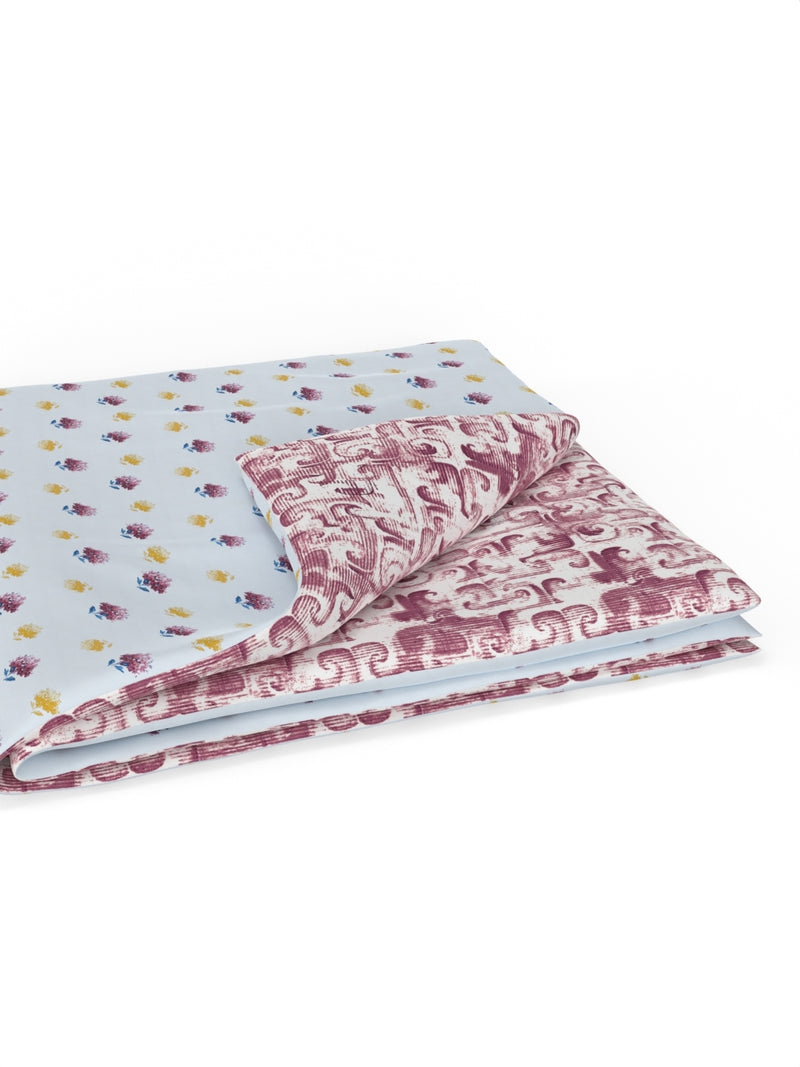 Extremely Soft 100% Muslin Cotton Dohar With Pure Cotton Flannel Filling <small> (geometric-wine/white)</small>