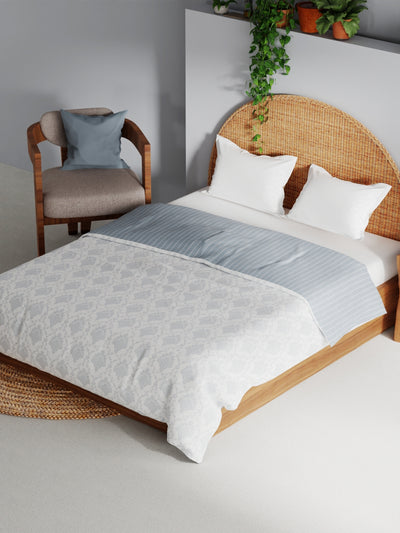 Extremely Soft 100% Muslin Cotton Dohar With Pure Cotton Flannel Filling <small> (floral-grey/white)</small>