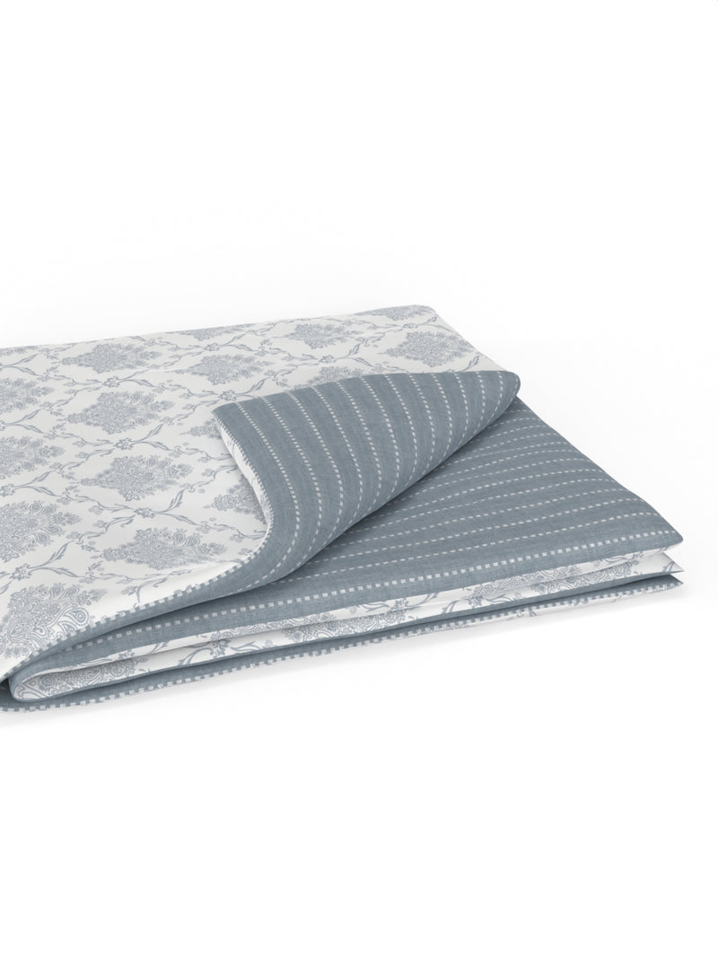 Extremely Soft 100% Muslin Cotton Dohar With Pure Cotton Flannel Filling <small> (floral-grey/white)</small>