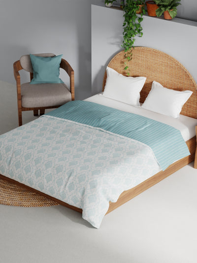 Extremely Soft 100% Muslin Cotton Dohar With Pure Cotton Flannel Filling <small> (floral-khaki/white)</small>