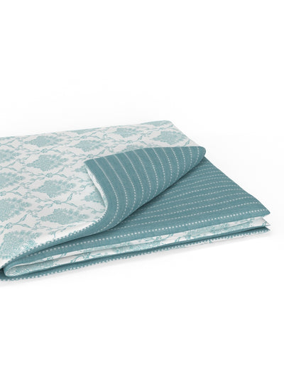 Extremely Soft 100% Muslin Cotton Dohar With Pure Cotton Flannel Filling <small> (floral-khaki/white)</small>