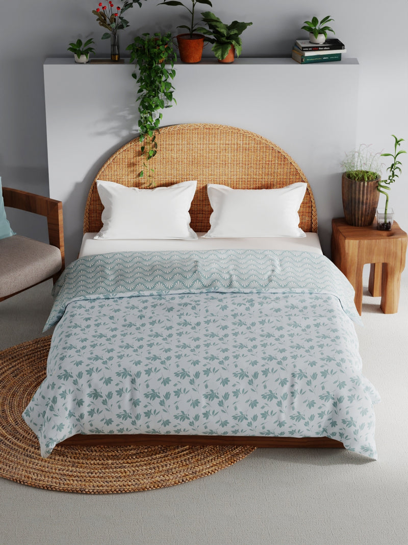 Extremely Soft 100% Muslin Cotton Dohar With Pure Cotton Flannel Filling <small> (floral-blue/white)</small>