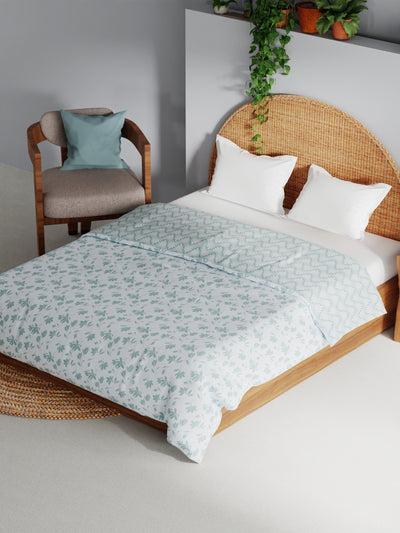 Extremely Soft 100% Muslin Cotton Dohar With Pure Cotton Flannel Filling <small> (floral-blue/white)</small>