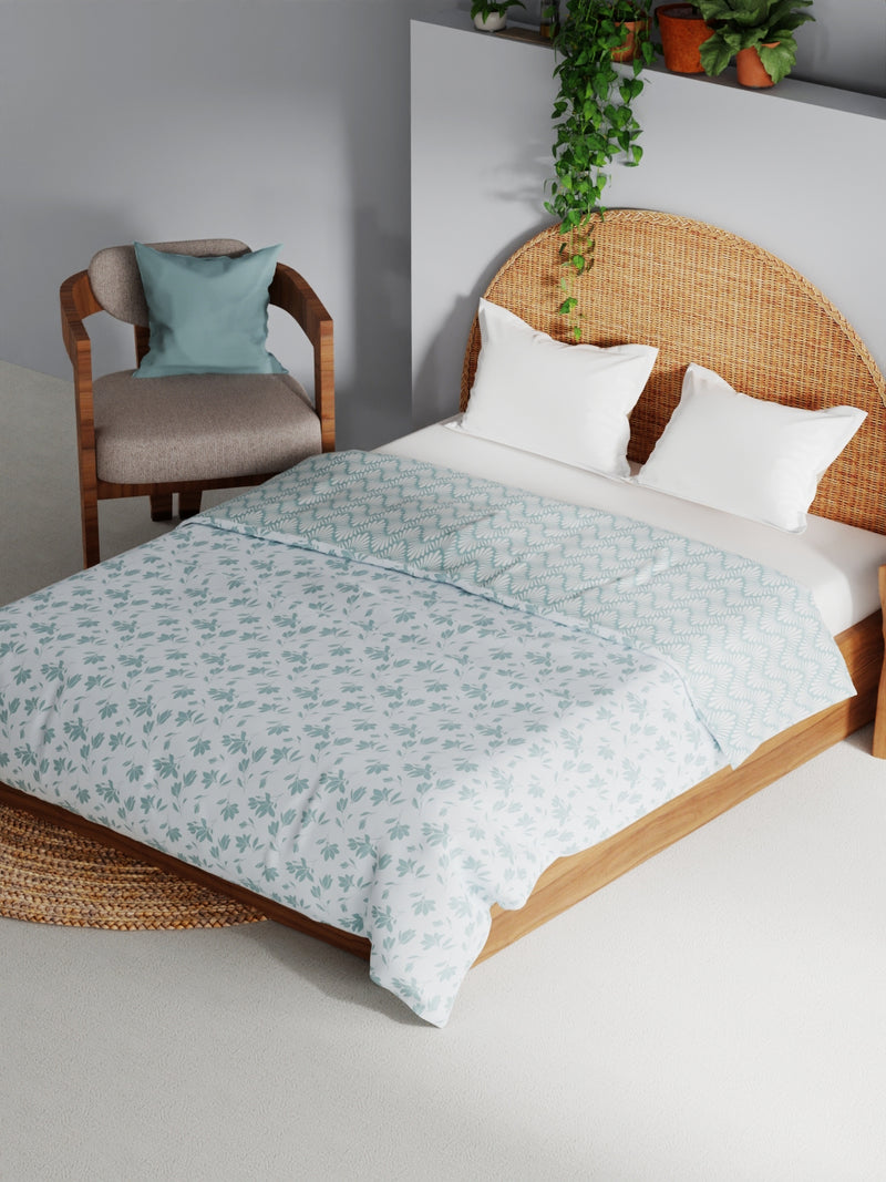 Extremely Soft 100% Muslin Cotton Dohar With Pure Cotton Flannel Filling <small> (floral-blue/white)</small>