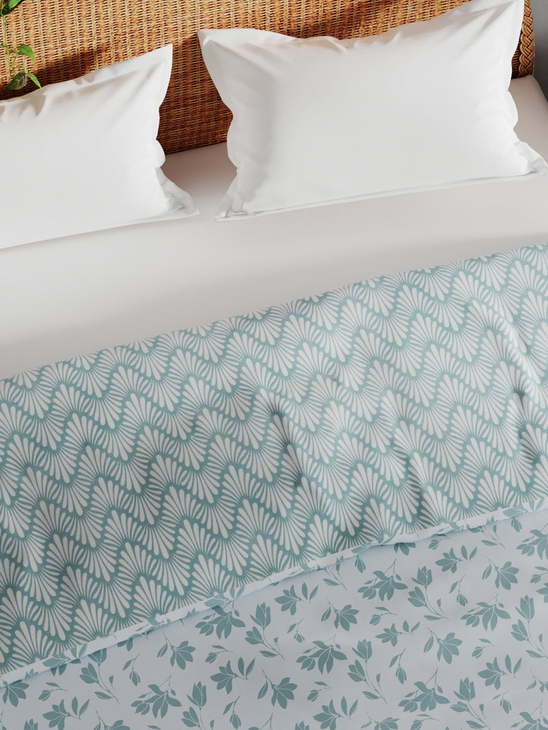 Extremely Soft 100% Muslin Cotton Dohar With Pure Cotton Flannel Filling <small> (floral-blue/white)</small>