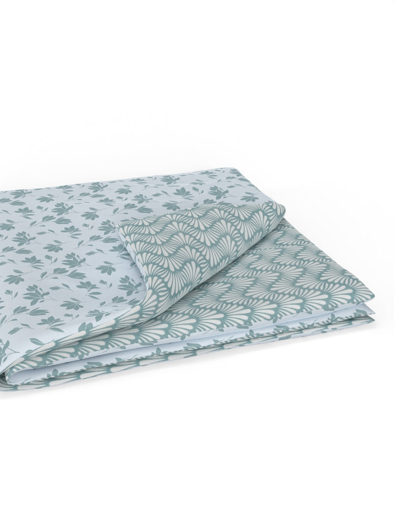 Extremely Soft 100% Muslin Cotton Dohar With Pure Cotton Flannel Filling <small> (floral-blue/white)</small>