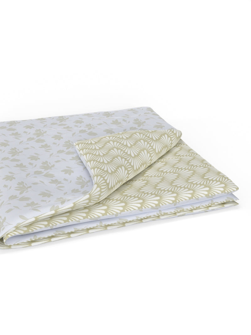 Extremely Soft 100% Muslin Cotton Dohar With Pure Cotton Flannel Filling <small> (floral-khaki/white)</small>