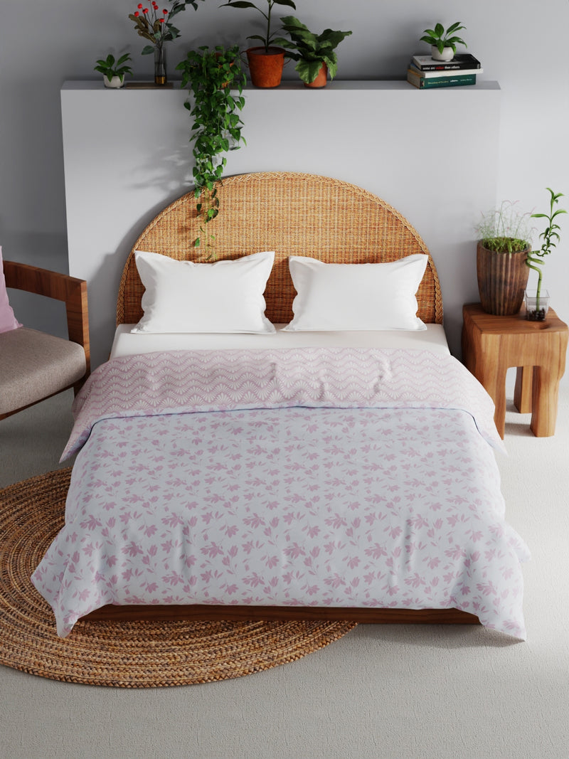 Extremely Soft 100% Muslin Cotton Dohar With Pure Cotton Flannel Filling <small> (floral-pink/white)</small>