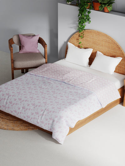 Extremely Soft 100% Muslin Cotton Dohar With Pure Cotton Flannel Filling <small> (floral-pink/white)</small>