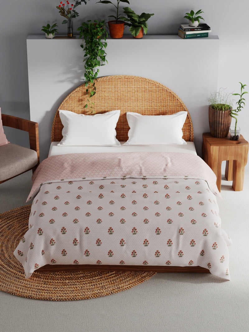 Extremely Soft 100% Muslin Cotton Dohar With Pure Cotton Flannel Filling <small> (floral-dustypeach)</small>