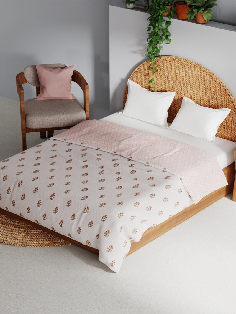 Extremely Soft 100% Muslin Cotton Dohar With Pure Cotton Flannel Filling <small> (floral-dustypeach)</small>