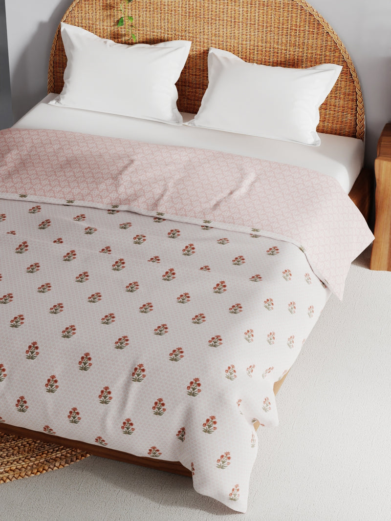 Extremely Soft 100% Muslin Cotton Dohar With Pure Cotton Flannel Filling <small> (floral-dustypeach)</small>