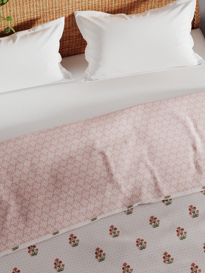Extremely Soft 100% Muslin Cotton Dohar With Pure Cotton Flannel Filling <small> (floral-dustypeach)</small>