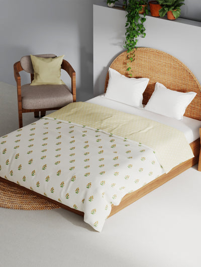 Extremely Soft 100% Muslin Cotton Dohar With Pure Cotton Flannel Filling <small> (floral-gold)</small>
