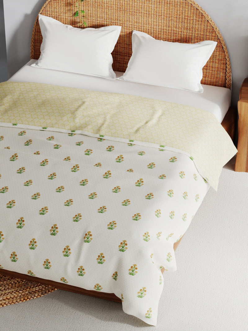 Extremely Soft 100% Muslin Cotton Dohar With Pure Cotton Flannel Filling <small> (floral-gold)</small>