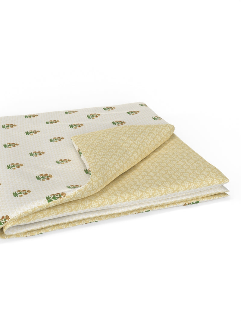 Extremely Soft 100% Muslin Cotton Dohar With Pure Cotton Flannel Filling <small> (floral-gold)</small>