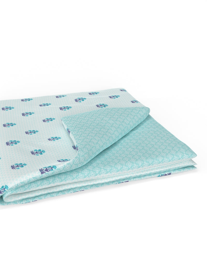 Extremely Soft 100% Muslin Cotton Dohar With Pure Cotton Flannel Filling <small> (floral-turq)</small>
