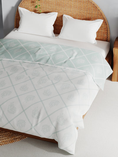 Extremely Soft 100% Muslin Cotton Dohar With Pure Cotton Flannel Filling <small> (floral-grey/white)</small>