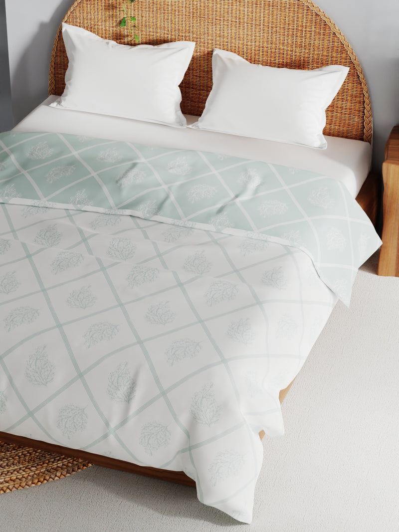 Extremely Soft 100% Muslin Cotton Dohar With Pure Cotton Flannel Filling <small> (floral-grey/white)</small>