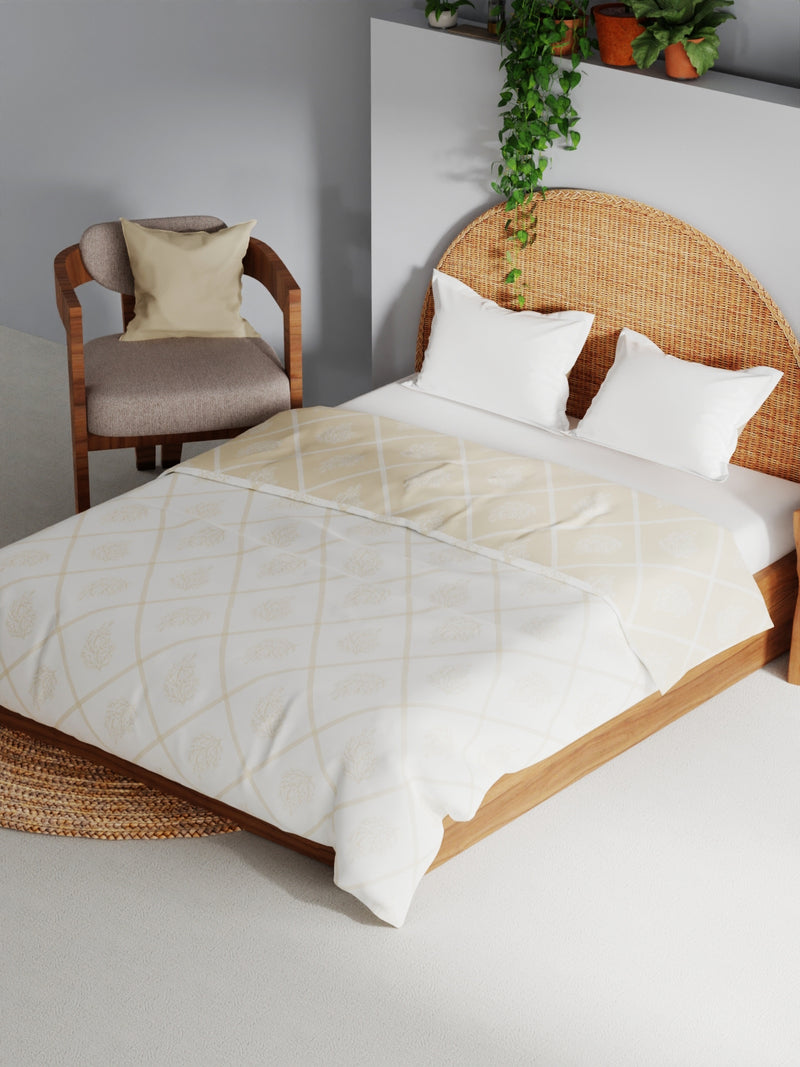 Extremely Soft 100% Muslin Cotton Dohar With Pure Cotton Flannel Filling <small> (floral-khaki/white)</small>