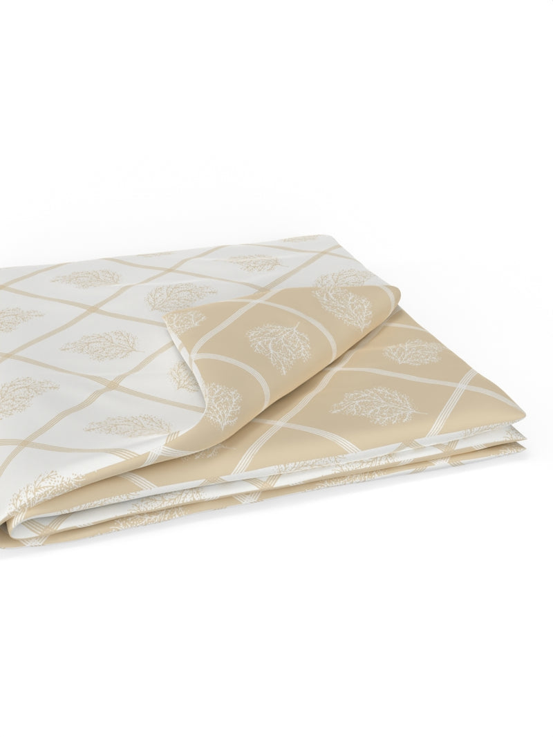Extremely Soft 100% Muslin Cotton Dohar With Pure Cotton Flannel Filling <small> (floral-khaki/white)</small>