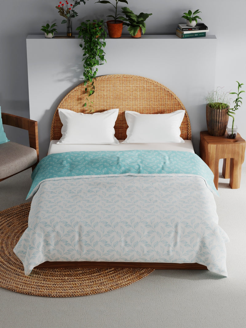 Extremely Soft 100% Muslin Cotton Dohar With Pure Cotton Flannel Filling <small> (floral-blue/white)</small>
