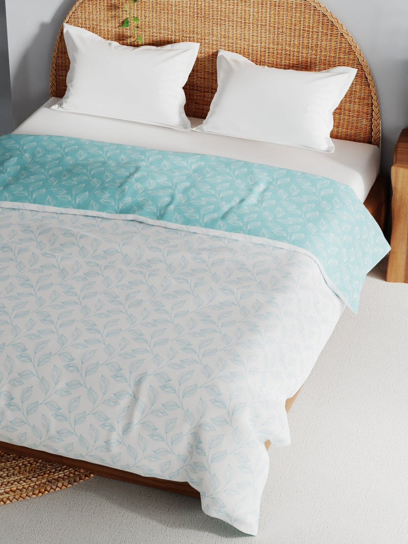 Extremely Soft 100% Muslin Cotton Dohar With Pure Cotton Flannel Filling <small> (floral-blue/white)</small>