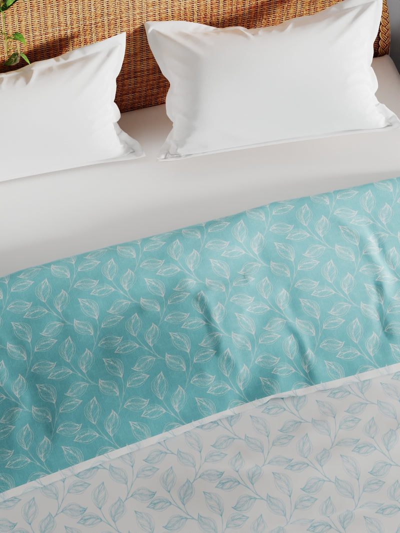 Extremely Soft 100% Muslin Cotton Dohar With Pure Cotton Flannel Filling <small> (floral-blue/white)</small>