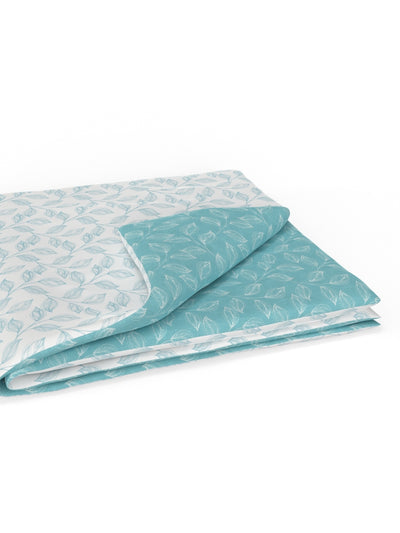 Extremely Soft 100% Muslin Cotton Dohar With Pure Cotton Flannel Filling <small> (floral-blue/white)</small>