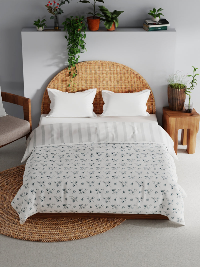 Extremely Soft 100% Muslin Cotton Dohar With Pure Cotton Flannel Filling <small> (floral-grey)</small>