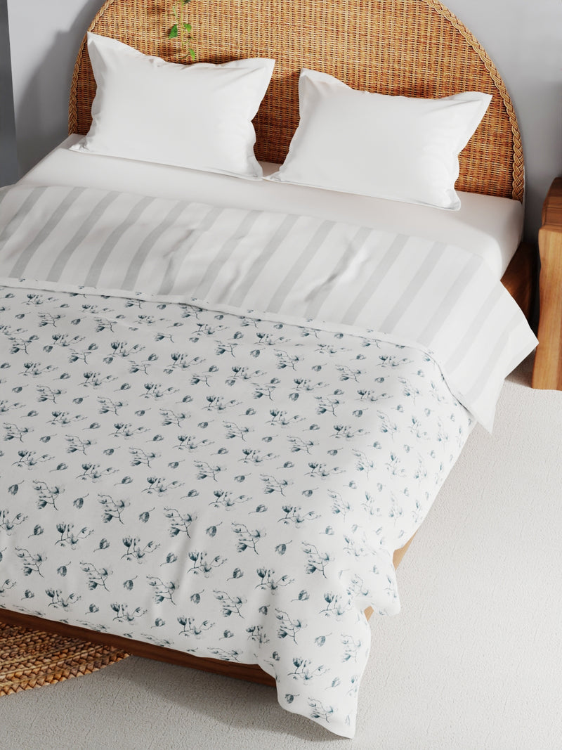 Extremely Soft 100% Muslin Cotton Dohar With Pure Cotton Flannel Filling <small> (floral-grey)</small>