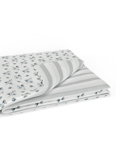 Extremely Soft 100% Muslin Cotton Dohar With Pure Cotton Flannel Filling <small> (floral-grey)</small>