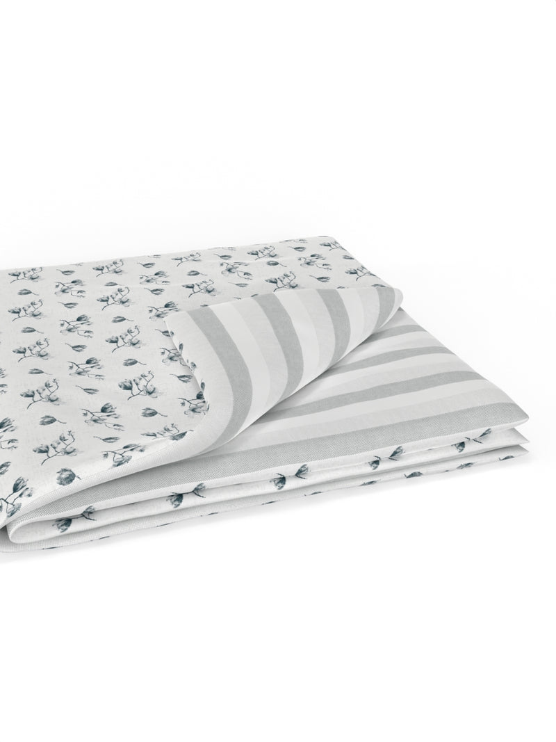 Extremely Soft 100% Muslin Cotton Dohar With Pure Cotton Flannel Filling <small> (floral-grey)</small>