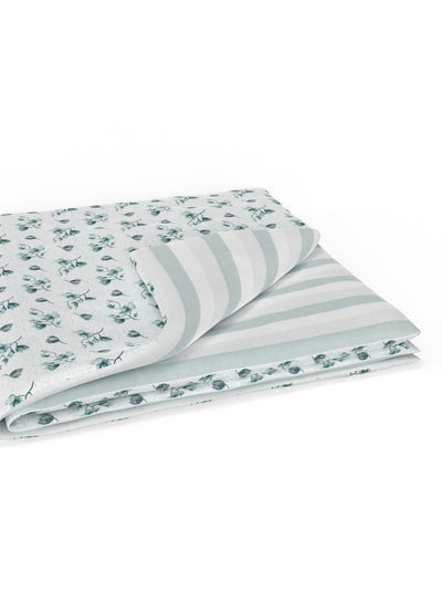 Extremely Soft 100% Muslin Cotton Dohar With Pure Cotton Flannel Filling <small> (floral-blue)</small>