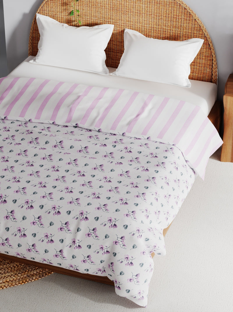 Extremely Soft 100% Muslin Cotton Dohar With Pure Cotton Flannel Filling <small> (floral-pink)</small>