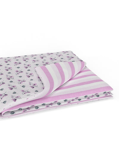 Extremely Soft 100% Muslin Cotton Dohar With Pure Cotton Flannel Filling <small> (floral-pink)</small>