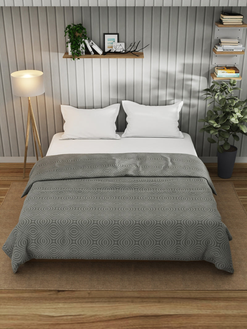 Super Fine 100% Egyptian Satin Cotton Blanket With Pure Cotton Flannel Filling <small> (geometric-grey)</small>