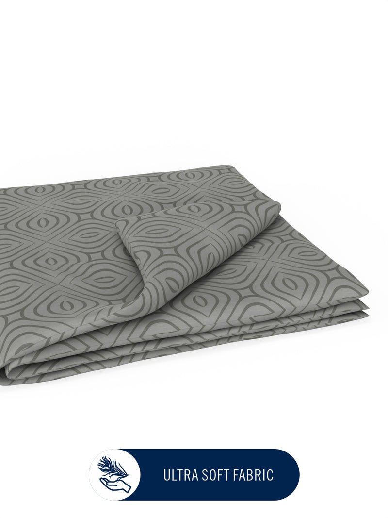 Super Fine 100% Egyptian Satin Cotton Blanket With Pure Cotton Flannel Filling <small> (geometric-grey)</small>