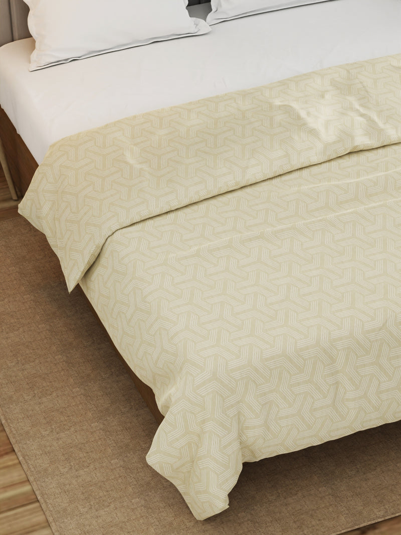 Super Fine 100% Egyptian Satin Cotton Blanket With Pure Cotton Flannel Filling <small> (geometric-lt.beige)</small>