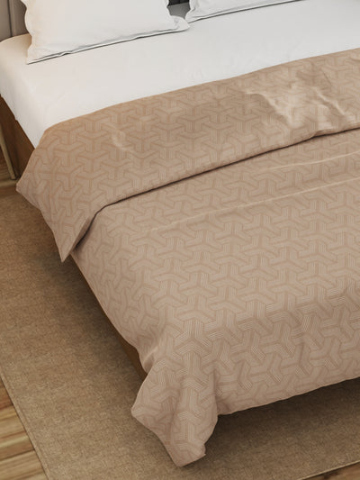 Super Fine 100% Egyptian Satin Cotton Blanket With Pure Cotton Flannel Filling <small> (geometric-beige)</small>