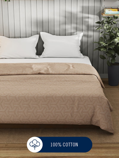 Super Fine 100% Egyptian Satin Cotton Blanket With Pure Cotton Flannel Filling <small> (geometric-beige)</small>