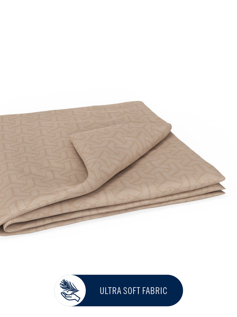 Super Fine 100% Egyptian Satin Cotton Blanket With Pure Cotton Flannel Filling <small> (geometric-beige)</small>