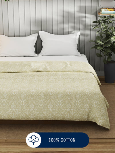 Super Fine 100% Egyptian Satin Cotton Blanket With Pure Cotton Flannel Filling <small> (abstract-khaki)</small>