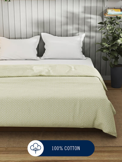 Super Fine 100% Egyptian Satin Cotton Blanket With Pure Cotton Flannel Filling <small> (geometric-lt.sage)</small>